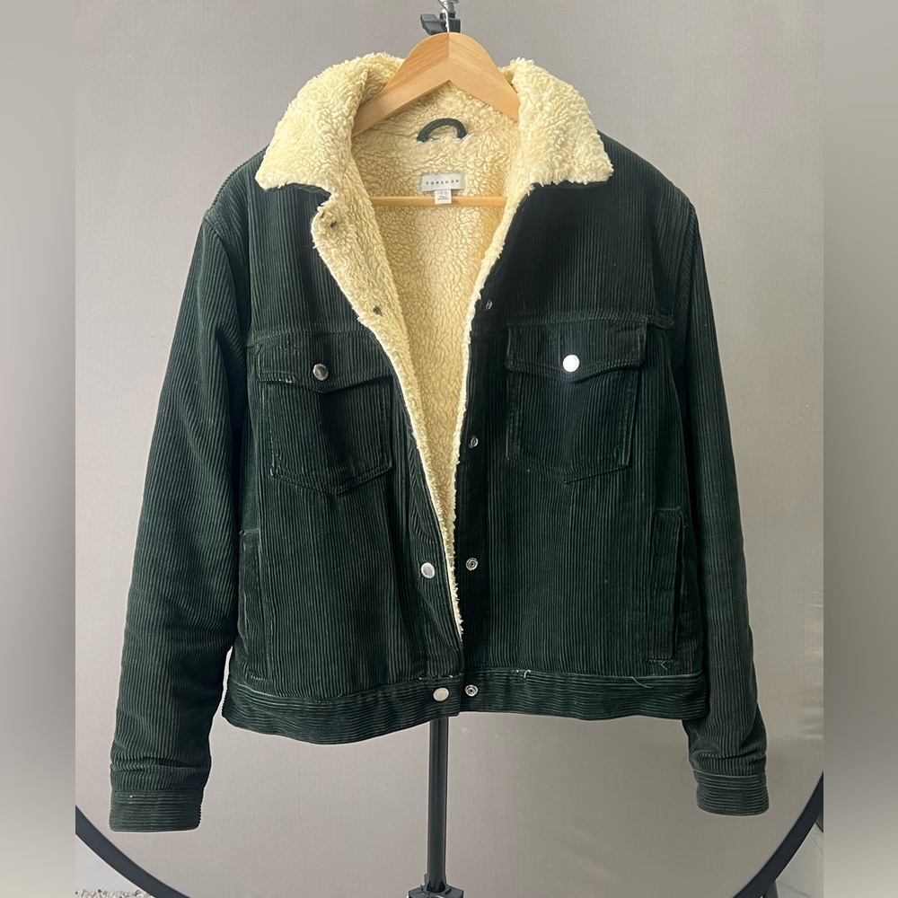 Green Corduroy Jacket with Sherpa Lining